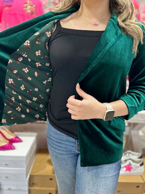 VELVET HUNTER GREEN BLAZER