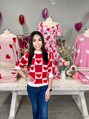 BETTY HEART SWEATER KNIT TOP