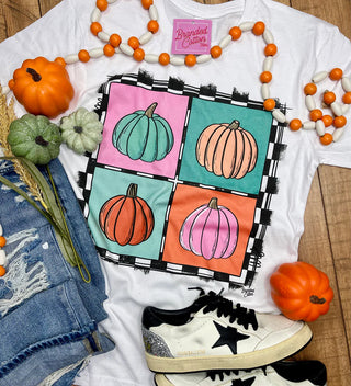 CHECKERED SQAURE PUMPKINS TEE