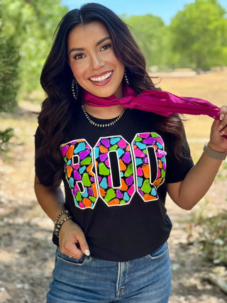 BOO WITH COLORFUL GHOST TEE