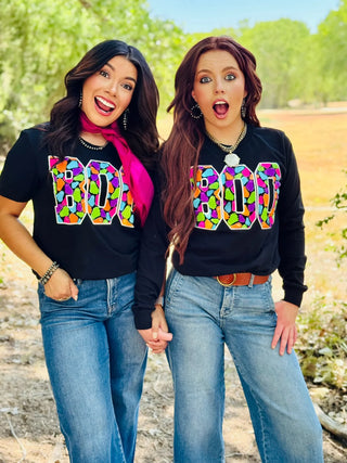 BOO WITH COLORFUL GHOST TEE