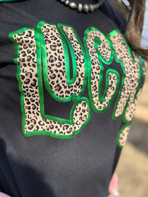 LEOPARD LUCKY WITH GREEN PUFF TEE
