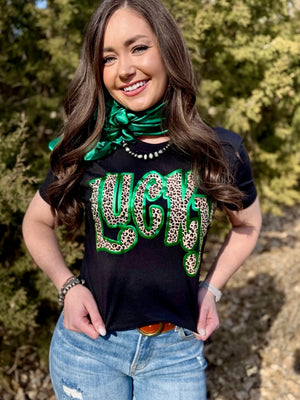 LEOPARD LUCKY WITH GREEN PUFF TEE