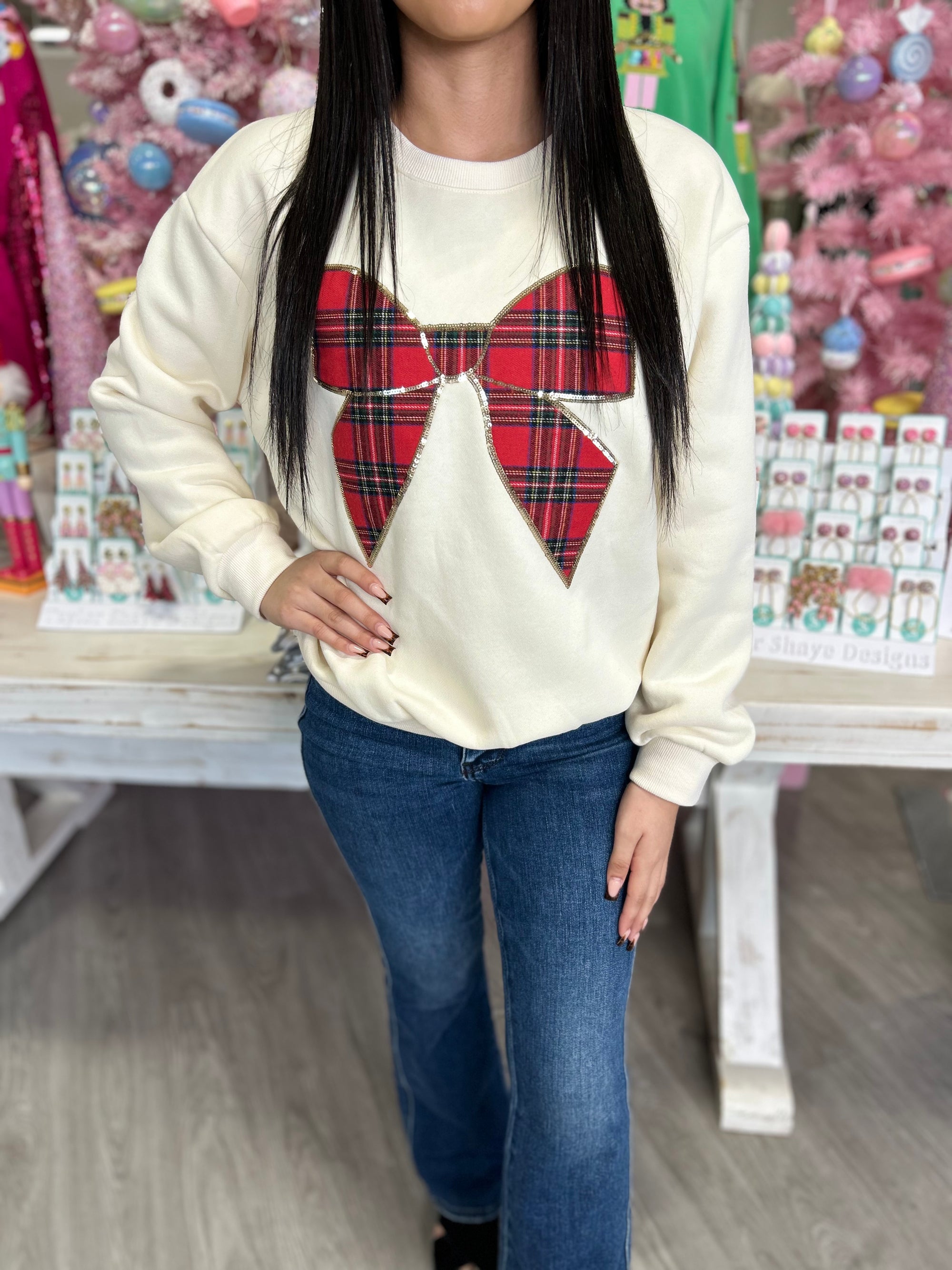 ERIKA PLAID BOW SWEATER