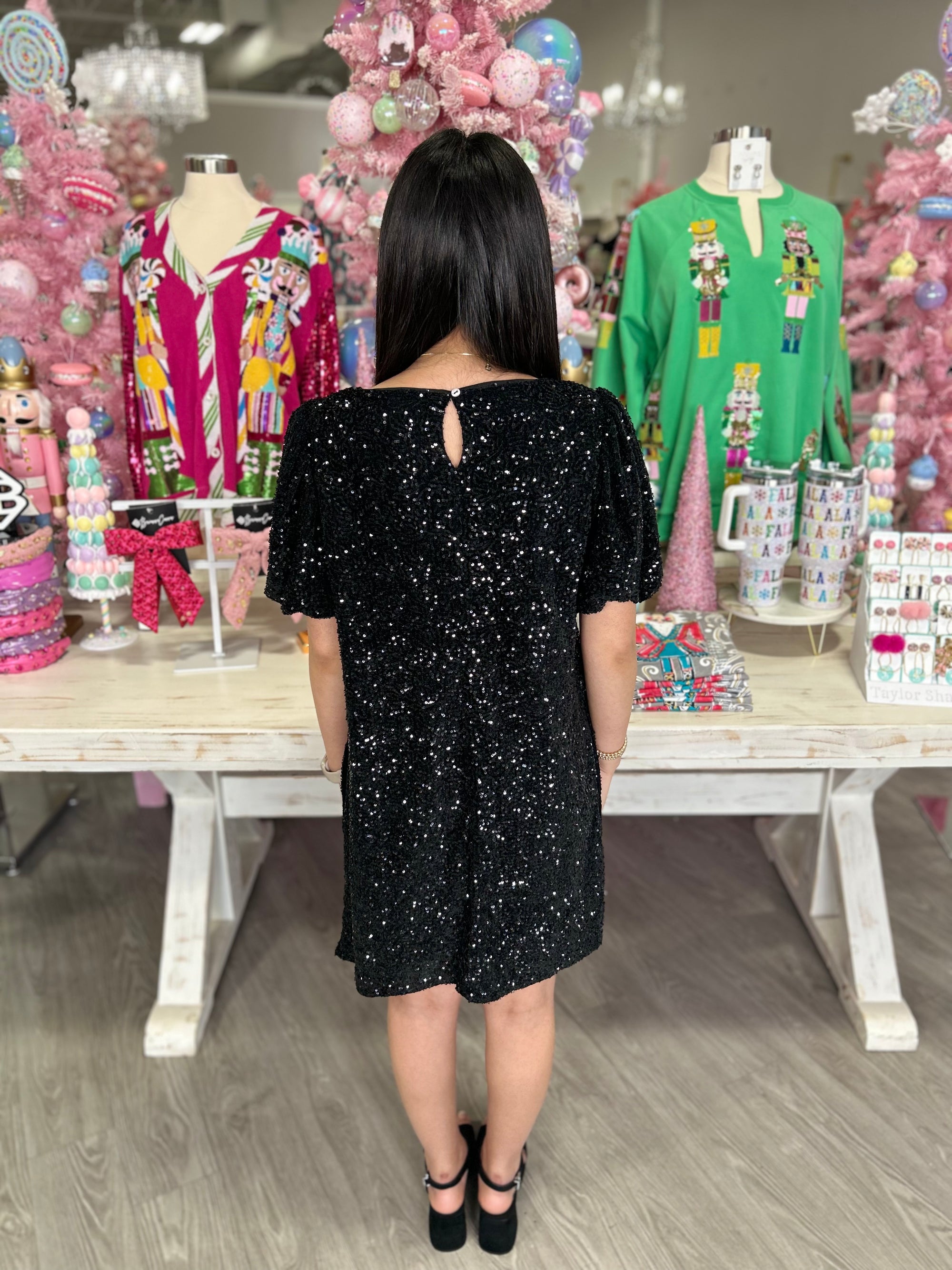 quiz glitter dress Marley Velvet Sequin Dress – Curvy Girl Styles Boutique main image 1