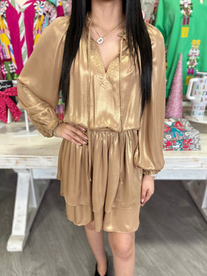 LINDSEY GOLD MINI DRESS