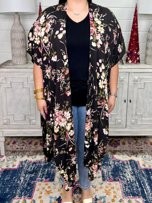 CECI BLACK FLORAL KIMONO