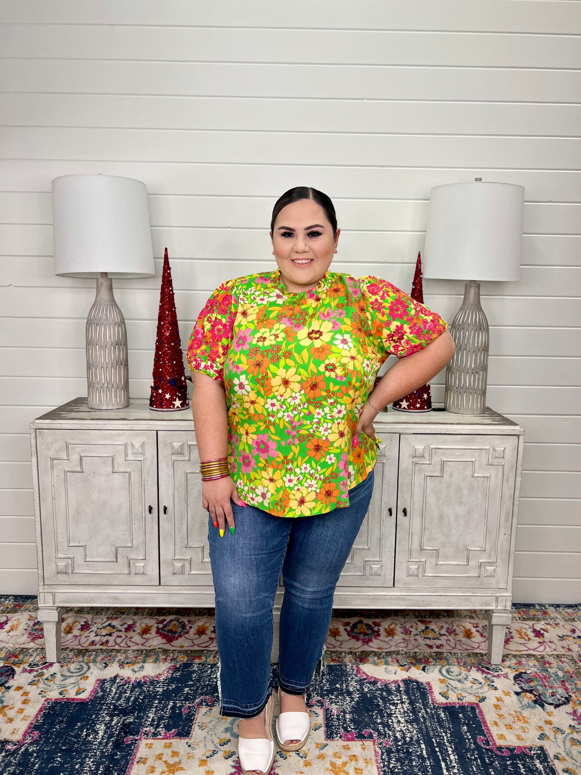 SPRING GREEN FLORAL TOP