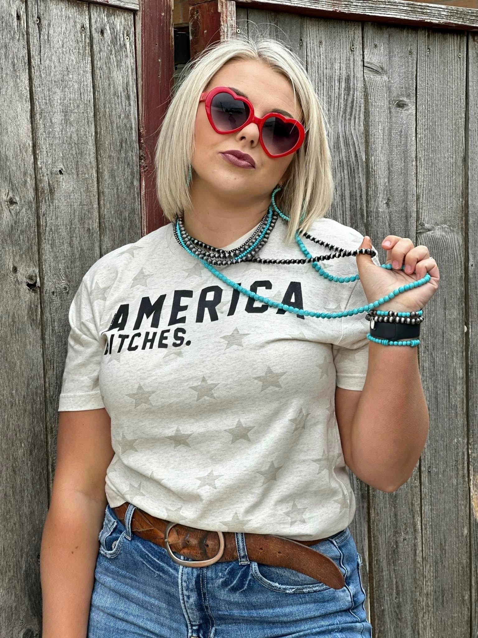 AMERICA B*TCHES NATURAL STAR TEE