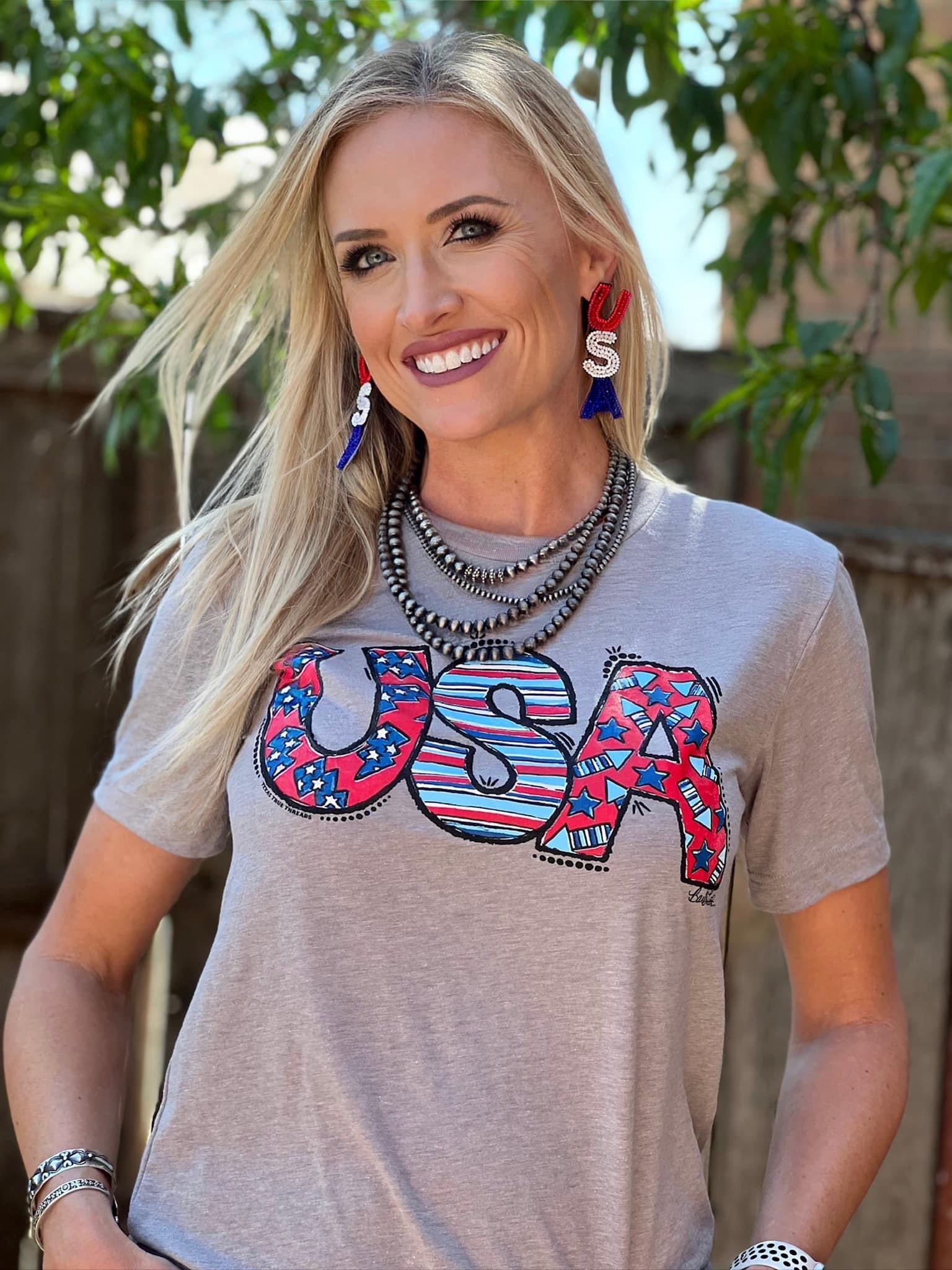 USA STARS, STRIPES, & ROCKETS VNECK