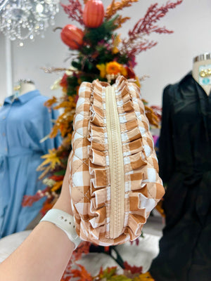 Essentials Quilted Cosmetic Pouch-MAPLE GINGHAM