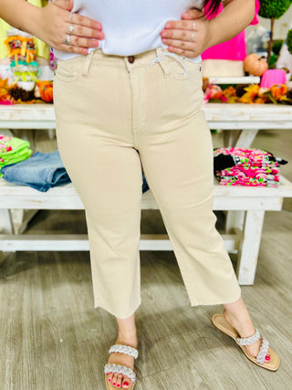 SAVANNAH BEIGE CROP JEANS