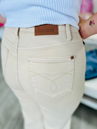 SAVANNAH BEIGE CROP JEANS