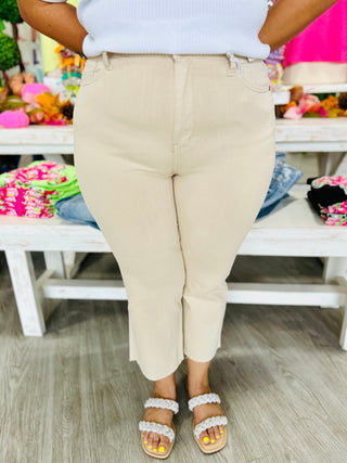 SAVANNAH BEIGE CROP JEANS