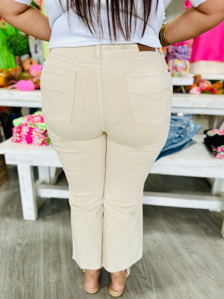 SAVANNAH BEIGE CROP JEANS