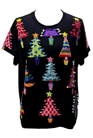 Queen of Sparkles -Black Color block Trees Tee