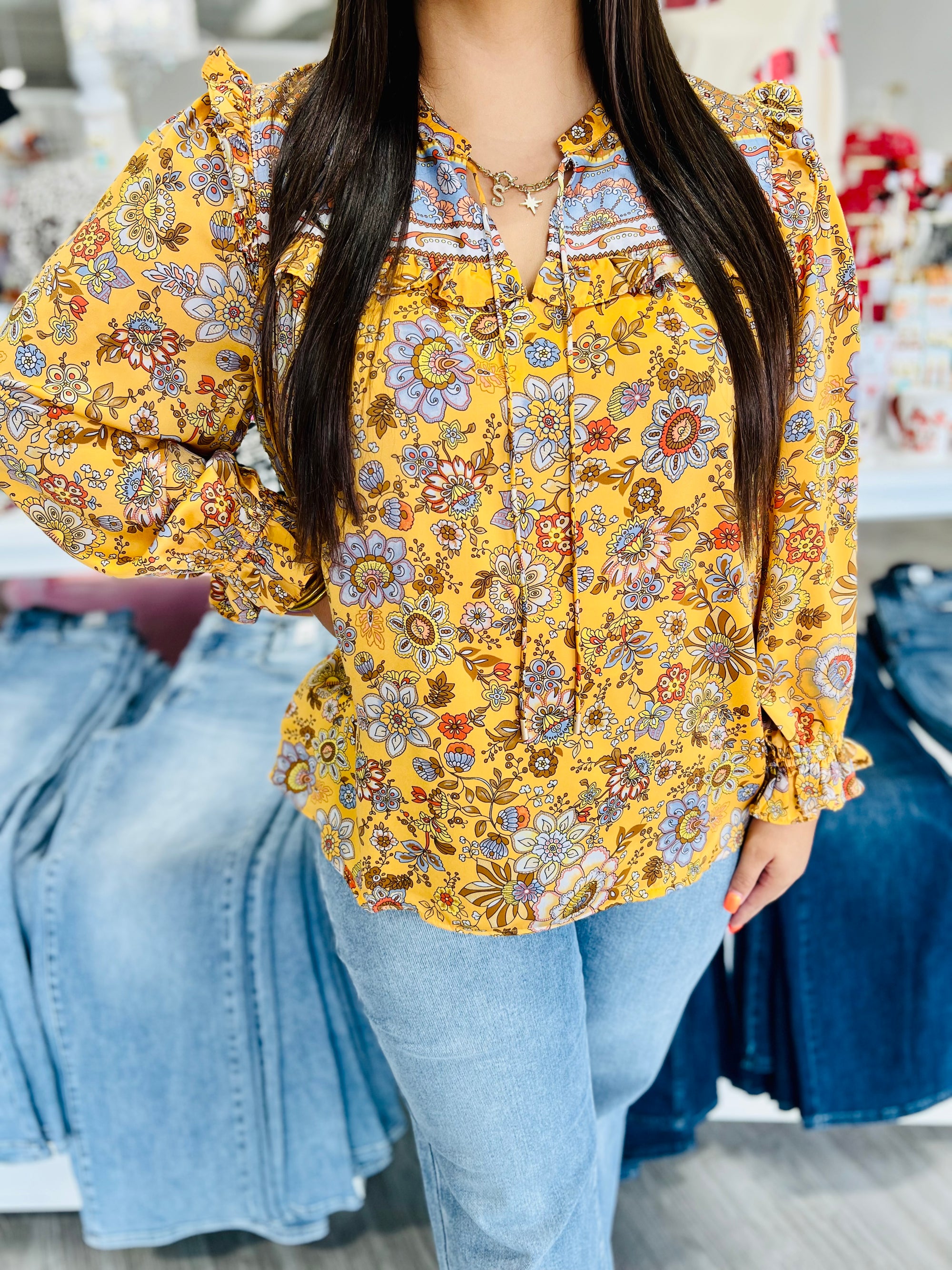 Stacy Yellow Floral Top