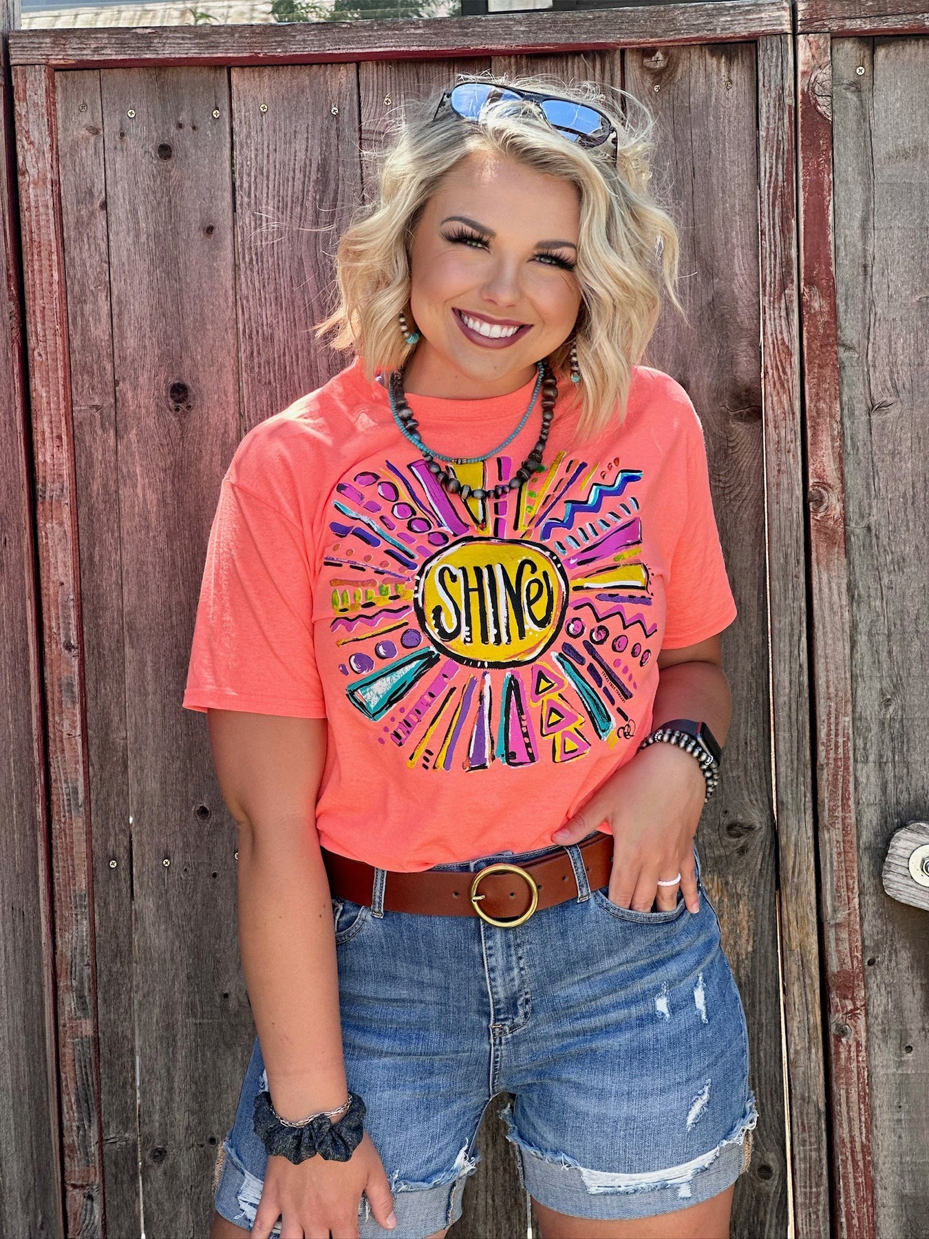 CALLIE'S SHINE CORAL TEE