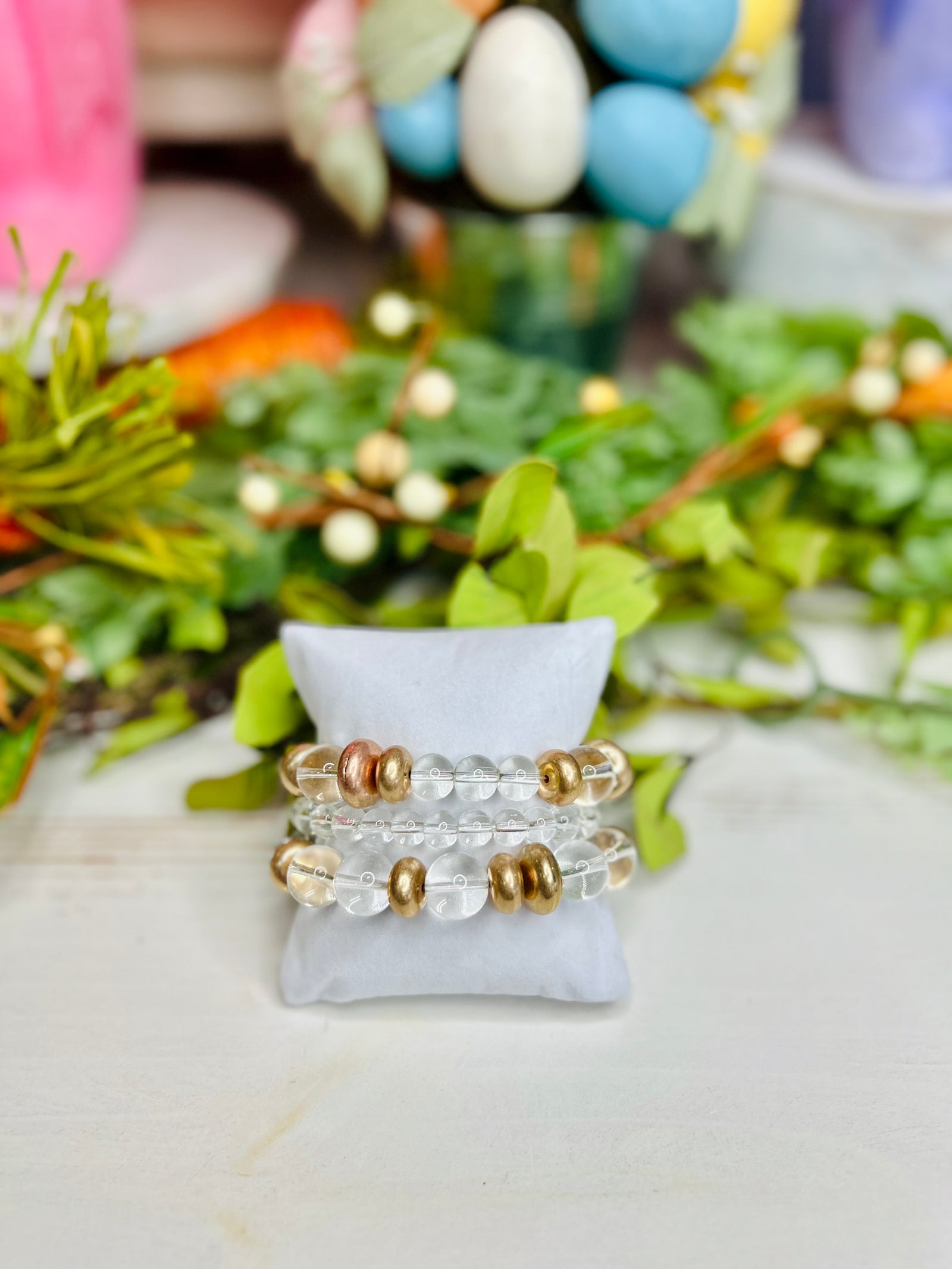 MAUVE CHUNKY GOLD BRACELETS