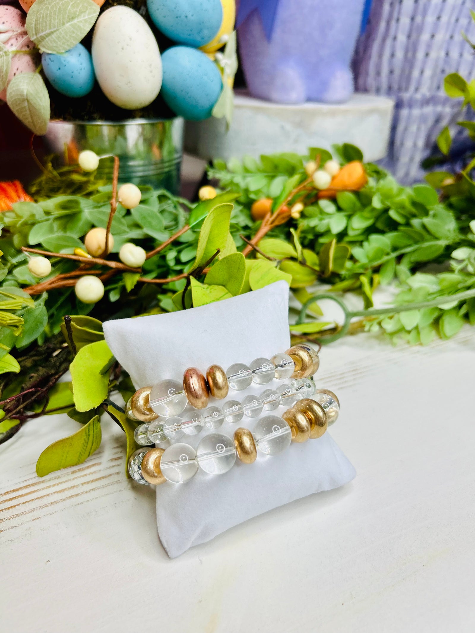 MAUVE CHUNKY GOLD BRACELETS