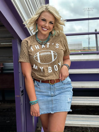 THAT'S MY BOY BROWN LEOPARD TEE