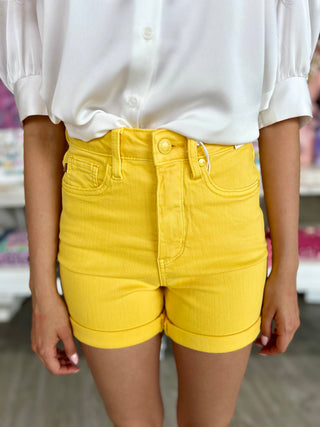 APRIL TUMMY CONTROL YELLOW JUDY BLUE SHORTS