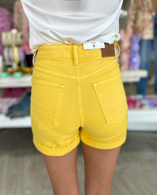 APRIL TUMMY CONTROL YELLOW JUDY BLUE SHORTS