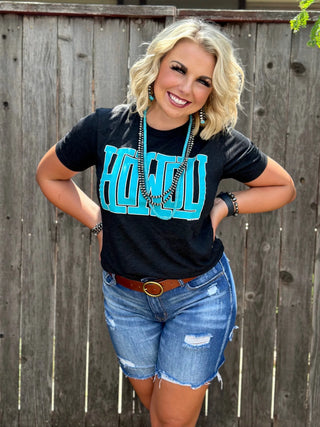 HOWDY BLOCK IN TURQUOISE TEE