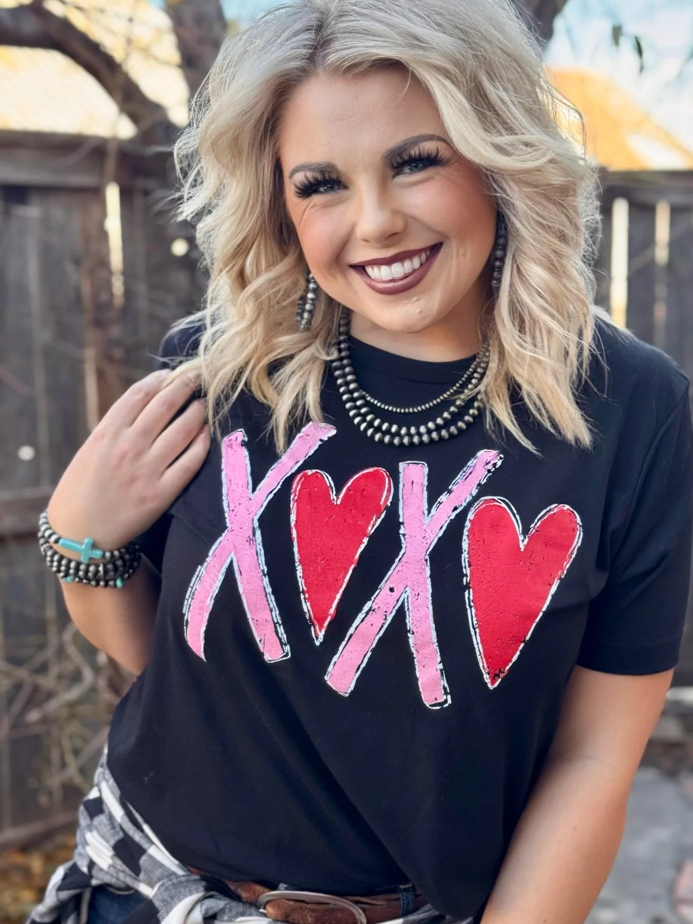 XOXO with Red Hearts Tee & Sweatshirt