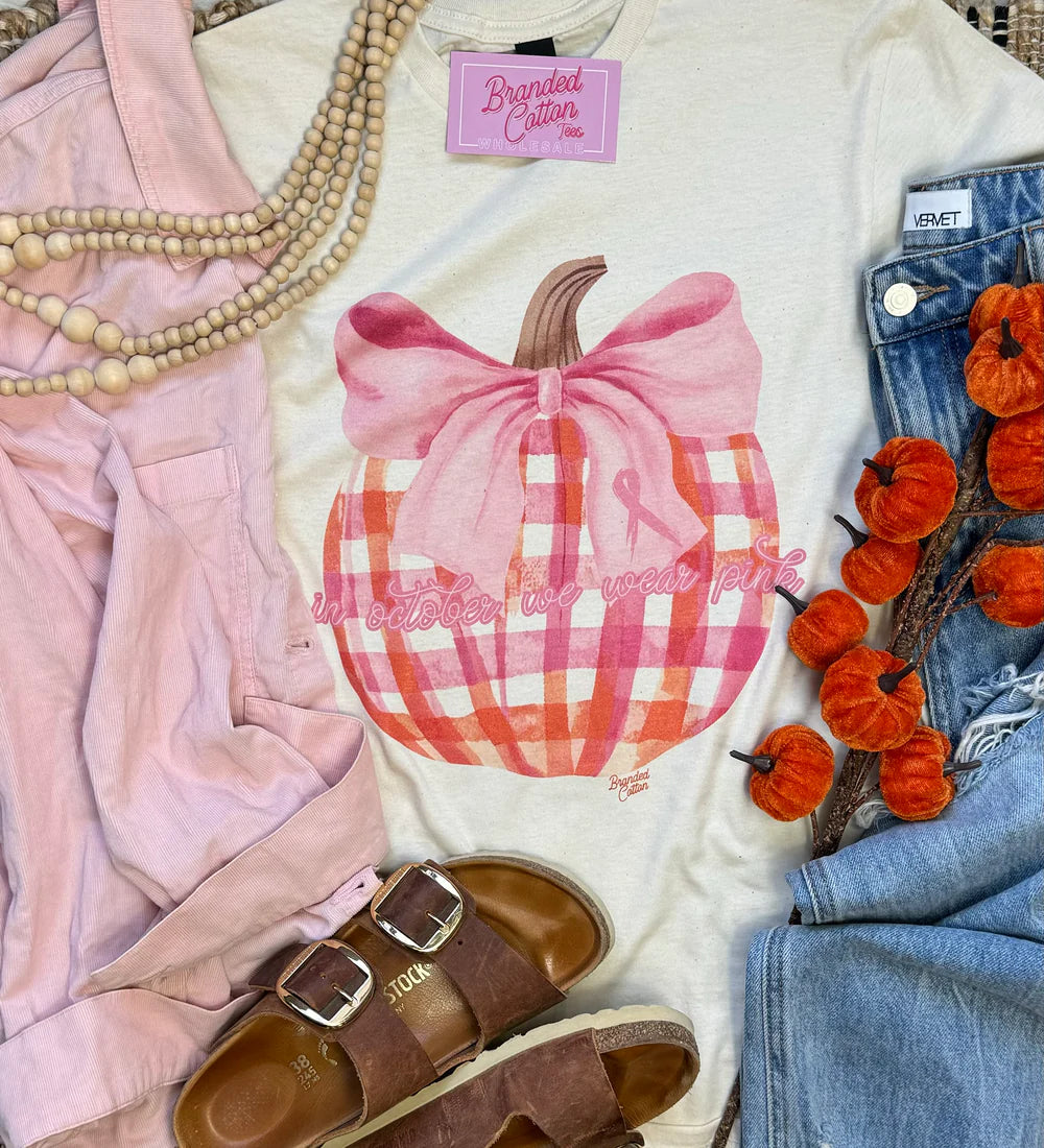 PINK PLAID PUMPKIN TEE