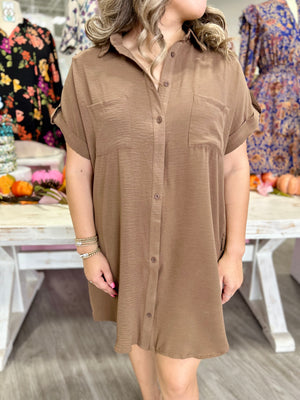 BROWN SHIRT DRESS