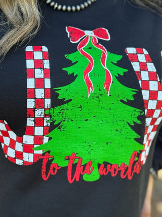 JOY IN RED & WHITE CHECKERED TEE