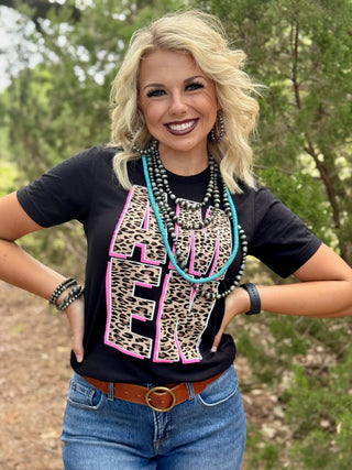 STACKED LEOPARD AMEN TEE