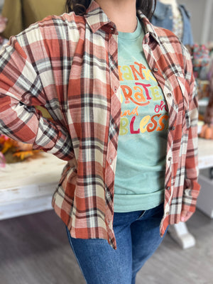 PUMPKIN PLAID FLANNEL TOP