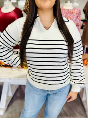 MONICA BLACK STRIPES SWEATER