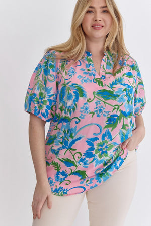 IRIS FLORAL V-NECK TOP