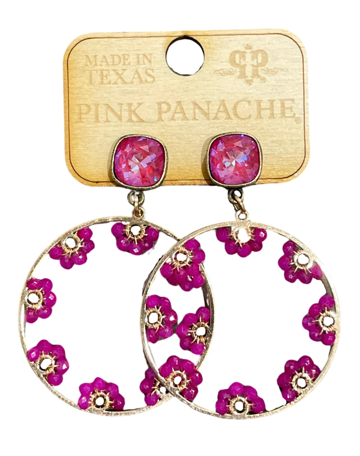 fuchsia floral  post earrings