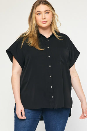 JESS BLACK BUTTON UP TOP