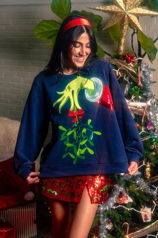 G Mistletoe Hand Sweatshirt - Navy