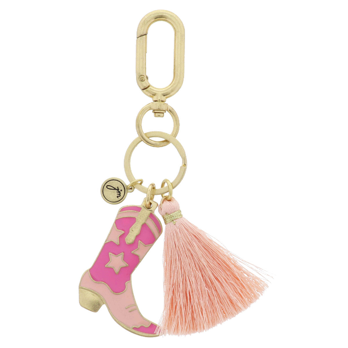 Multi Pink Enamel Star Cowgirl Boot, Large Light Pink Tassel Keychain,JANE MARIE KEYCHAIN