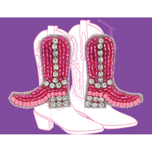MULTI PINK BEADED AND CLEAR CRYSTAL COWGIRL BOOT EARRINGS
