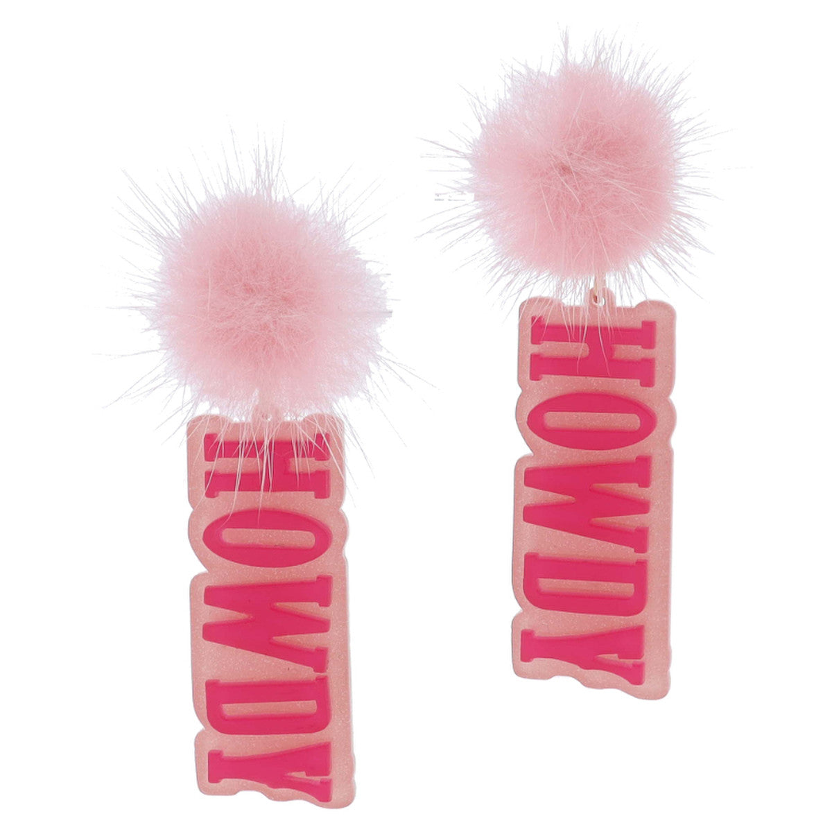 PINK POST WITH "HOWDY" IN PINK AND HOT PINK ACRYLIC EARRINGS