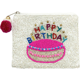 LA CHIC HAPPY BIRTHDAY BEADED POUCH