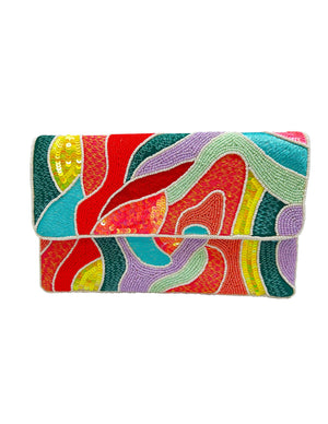 MULTI BEADED ABSTRACT LA CHIC CLUTCH