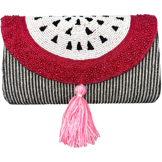 LA CHIC DRAGON FRUIT BEADED CLUTCH