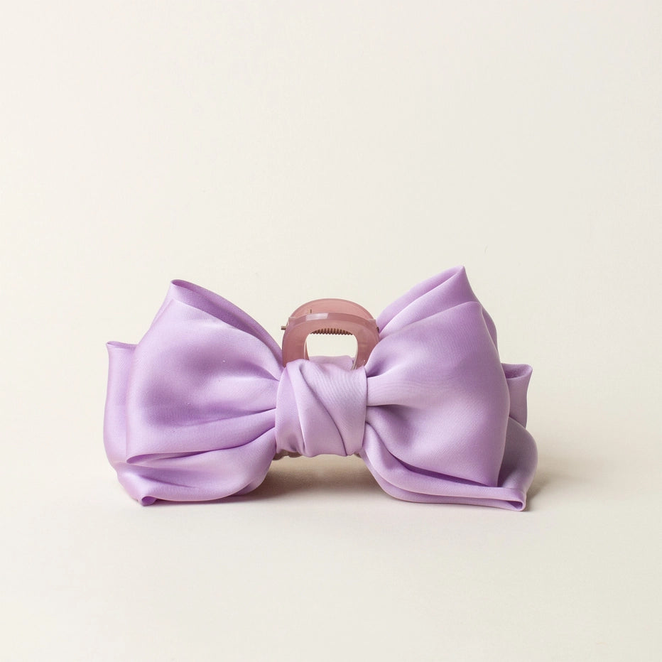 Satin Bow Claw Clip-Lilac