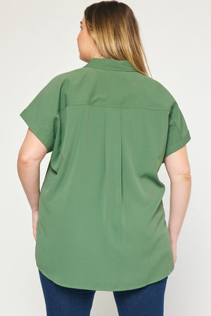 LILITH GREEN BUTTON UP TOP