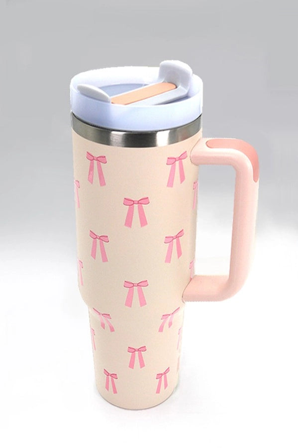 LIGHT PINK BOW 40oz Stainless Steel Tumbler