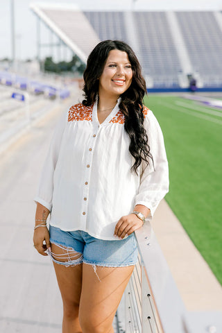 LAYERZ JANE TOP WHITE BURNT ORANGE