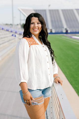 LAYERZ JANE TOP WHITE BURNT ORANGE